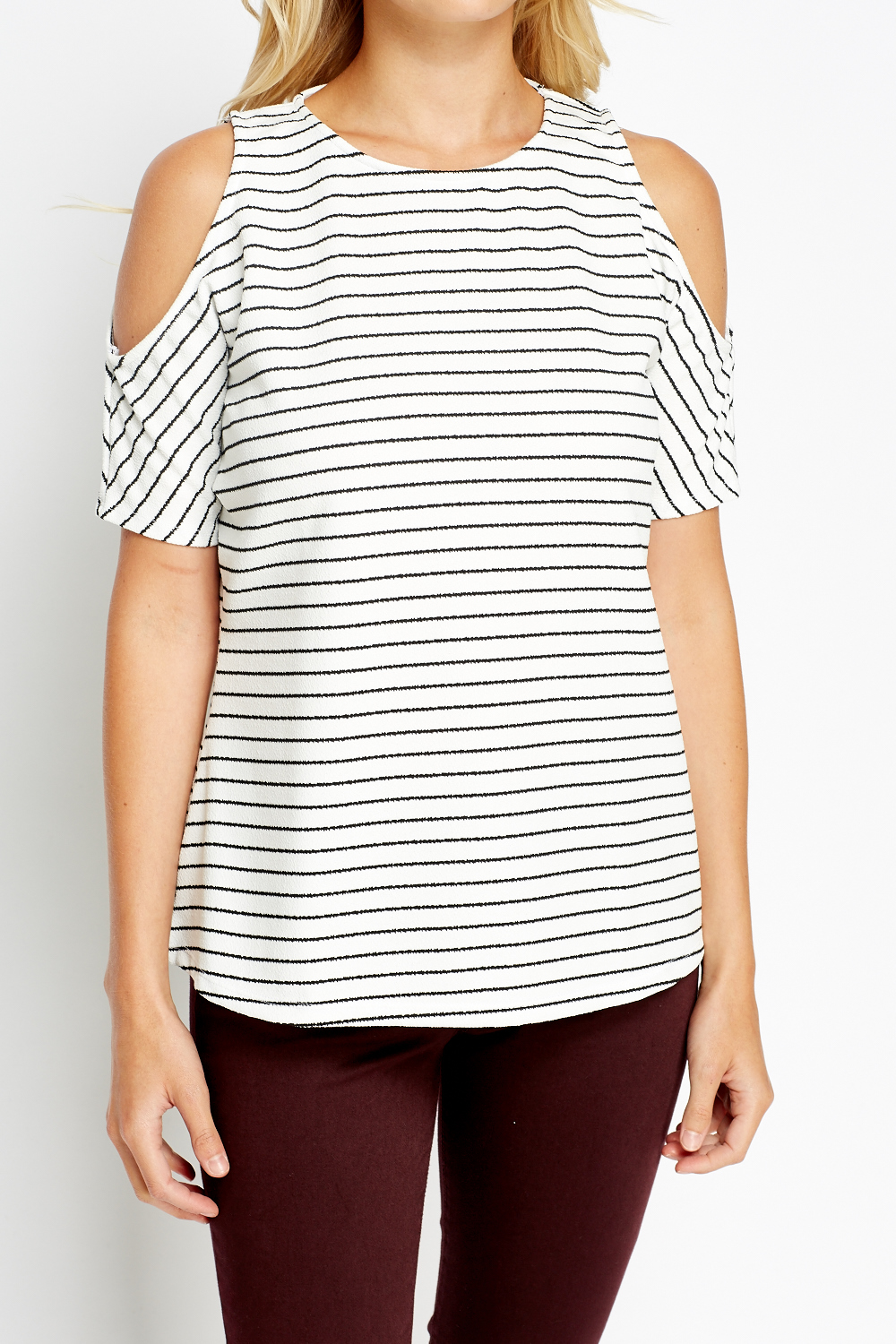 cold shoulder striped top