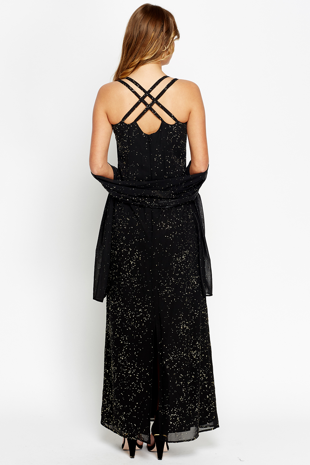Black Embellished Maxi Evening Dress - Just $6