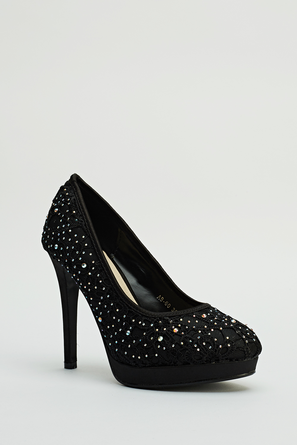 Encrusted Lace Overlay Heels - Just $6