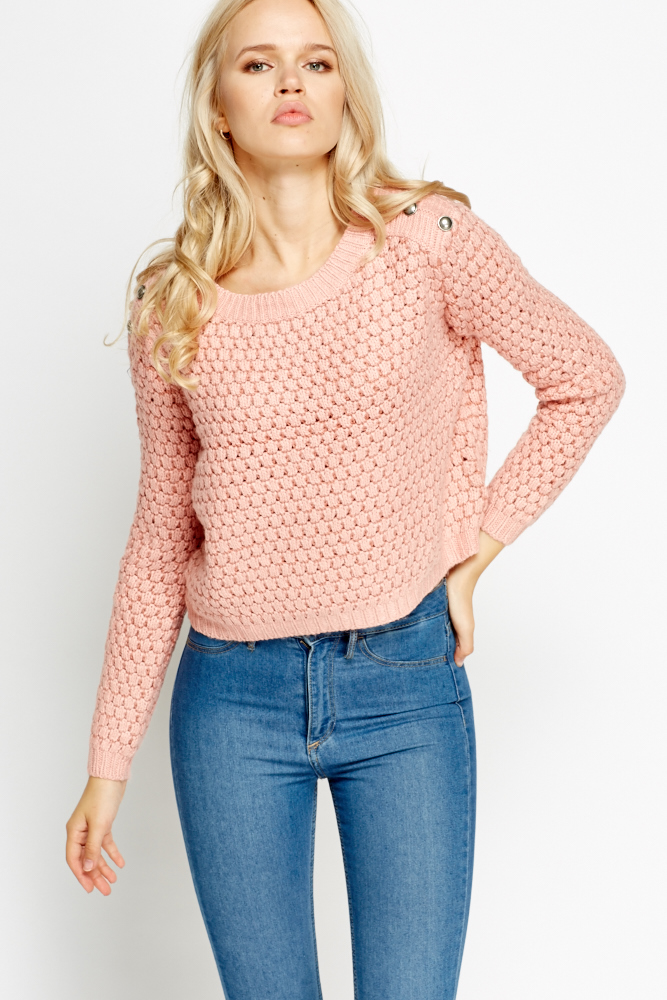 Loose Knit Cropped Ribbed Jumper - Just $7
