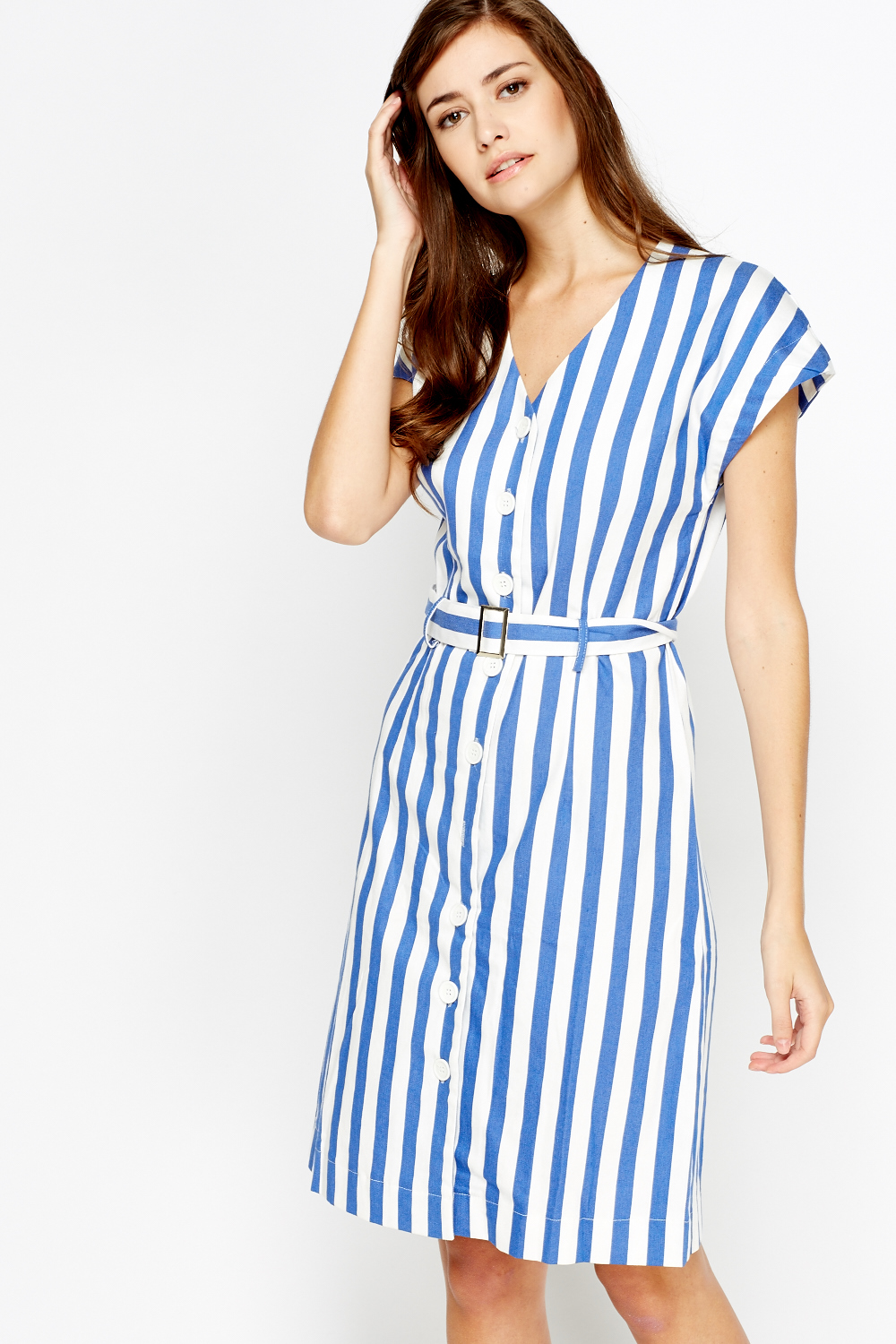 Belted Stripe Midi Dress - Just $7