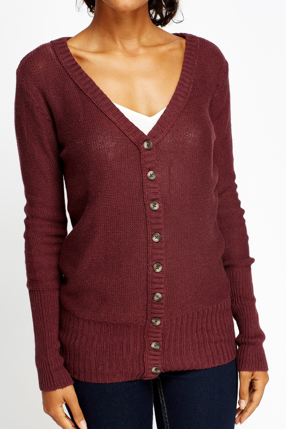 V-Neck Button Front Cardigan - Just $7
