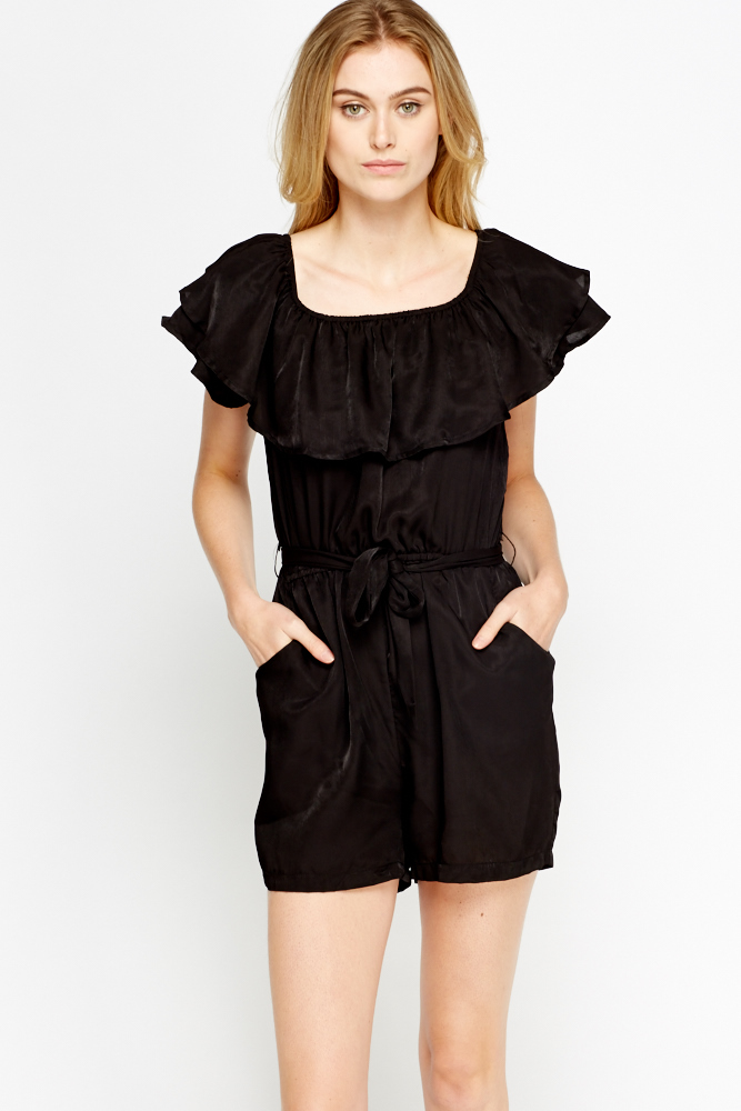 Flare Overlay Tie Up Playsuit - Just $4