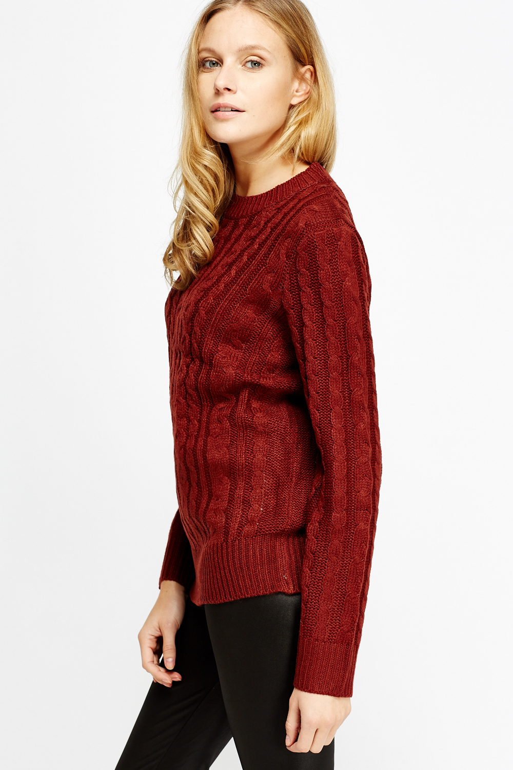 Cable Knit Maroon Jumper - Just $6
