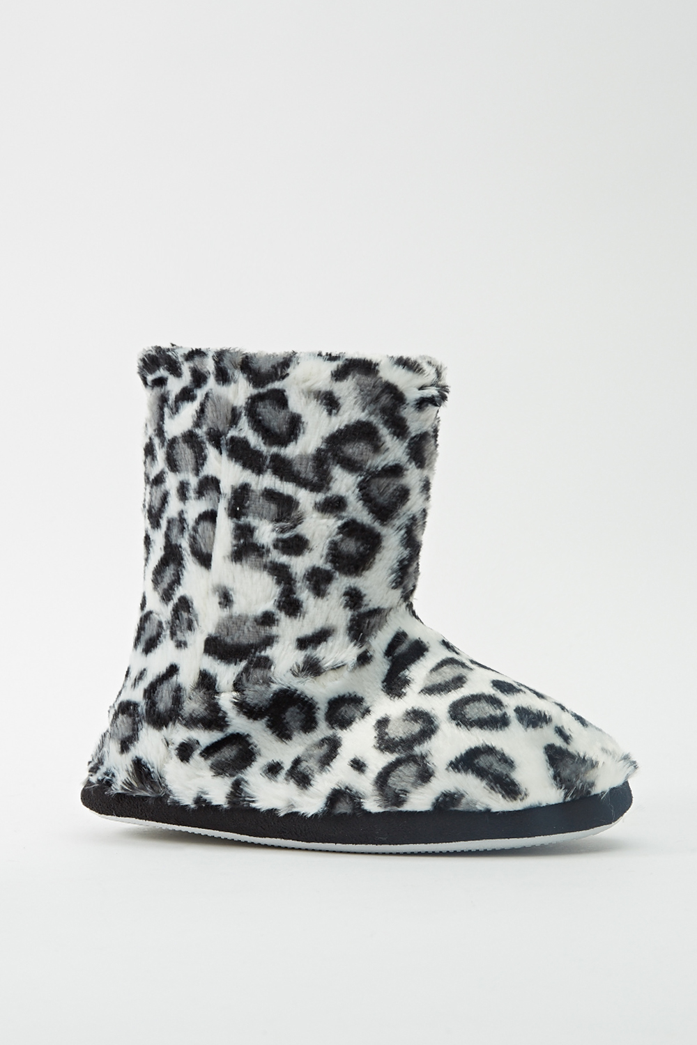 Animal Print Faux Fur Slipper Boots - Just $