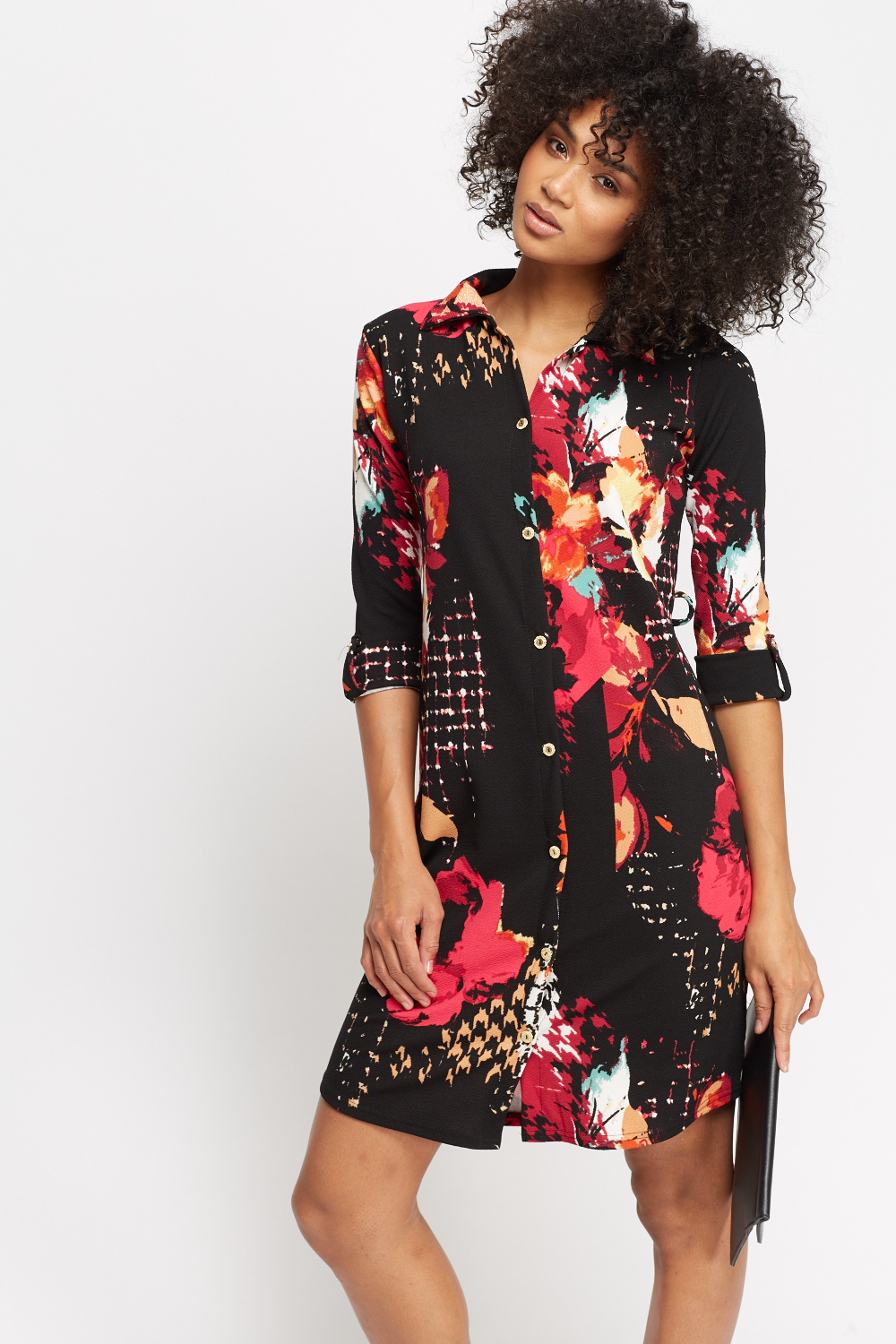 Floral Print Shirt Dress - Just $7