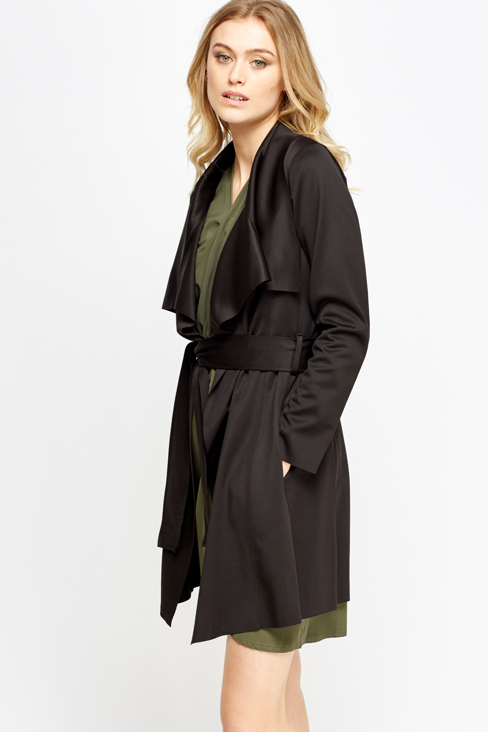 Waterfall Tie Up Long Jacket - Just $6