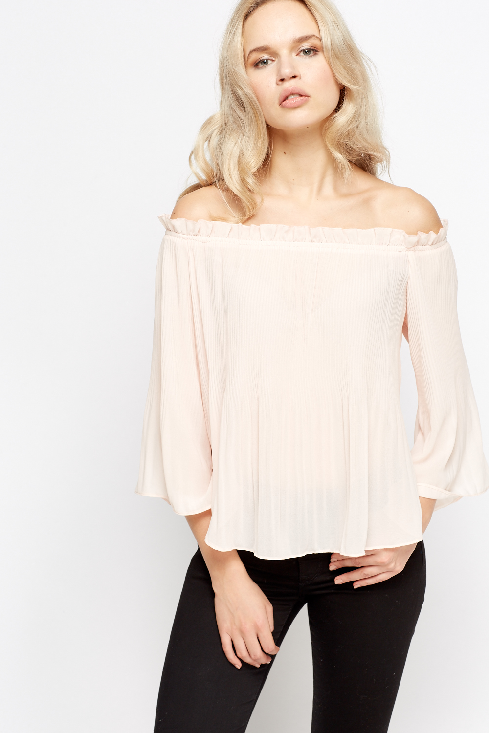 Pleated Off Shoulder Top - Just $7