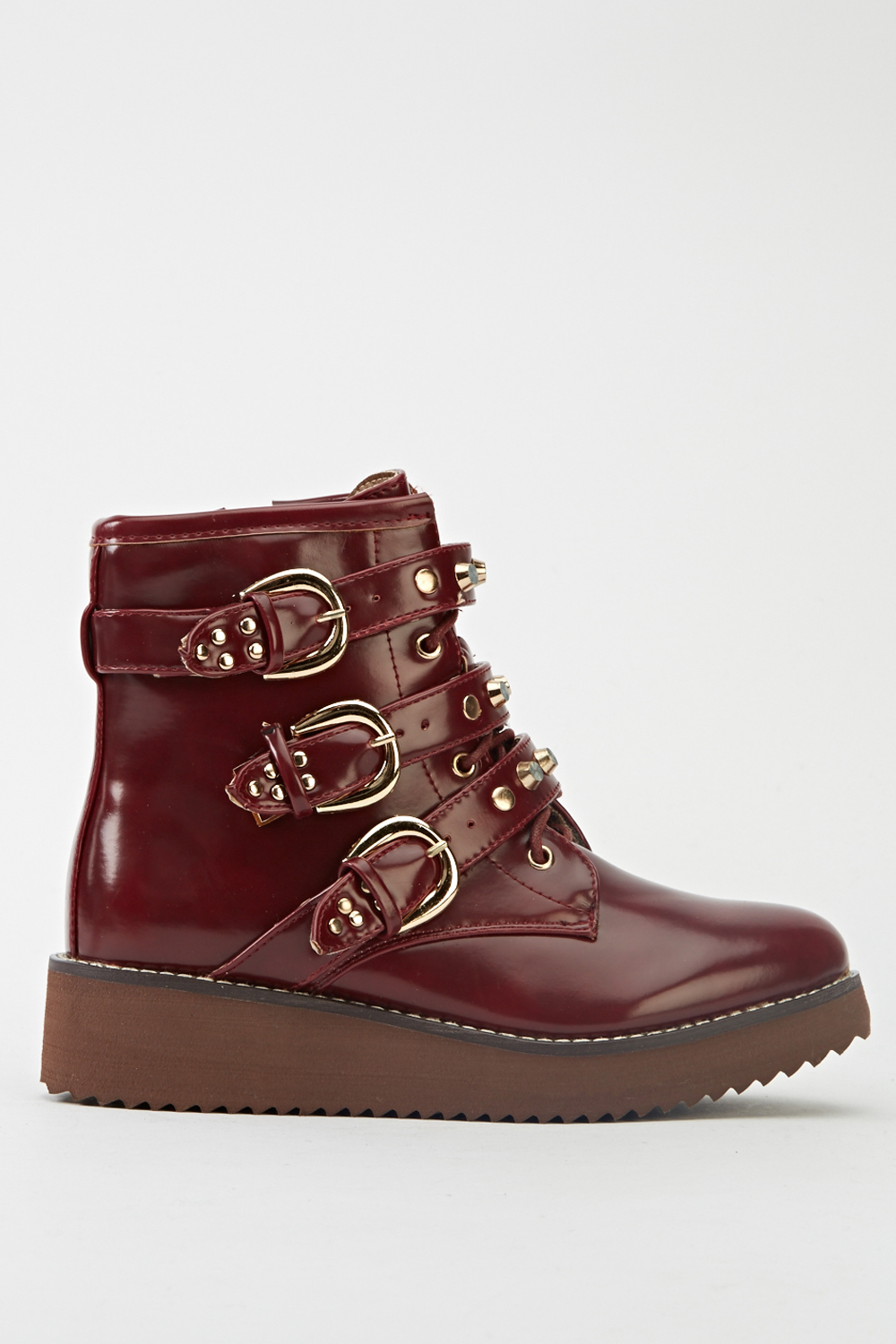 buckle platform ankle boots