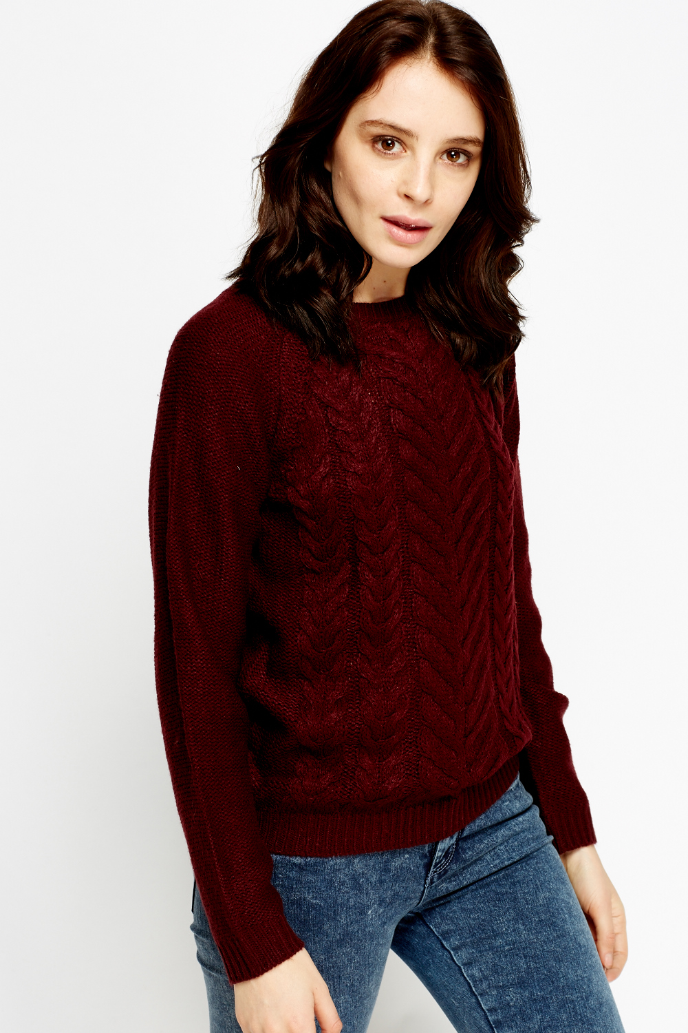 Maroon Cable Knit Jumper Just 7