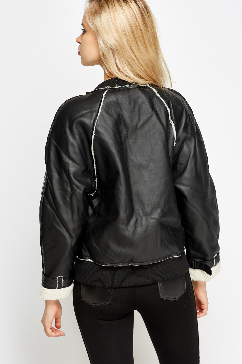 Faux Leather Trim Jacket - Just $6