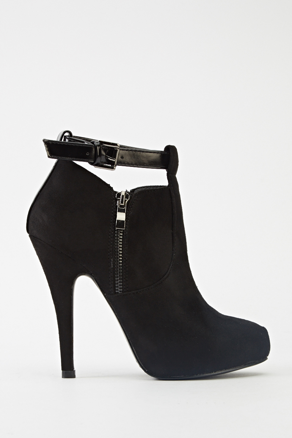 Cut Out Buckle Heeled Ankle Boots - Just $7