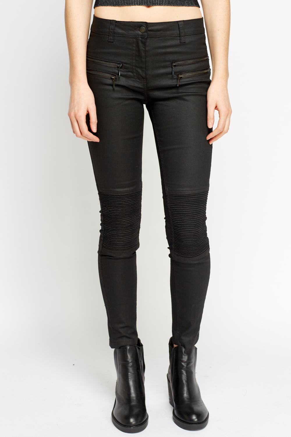 Black Waxed Textured Jeans - Just $6
