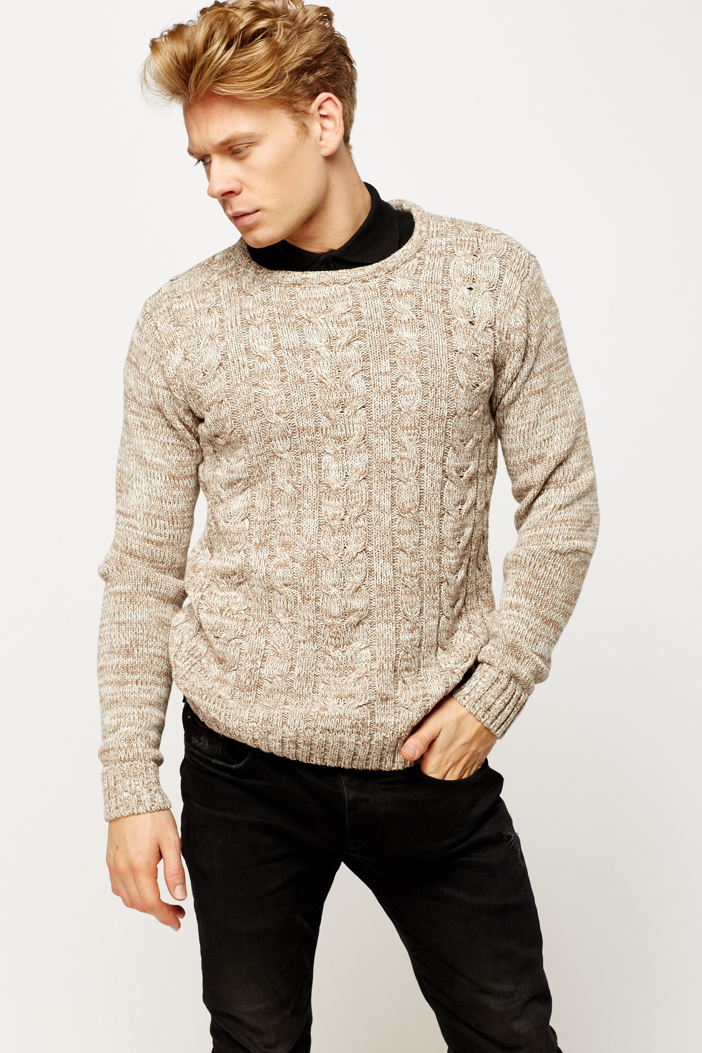 Cable Knit Front Mens Jumper - Just $7