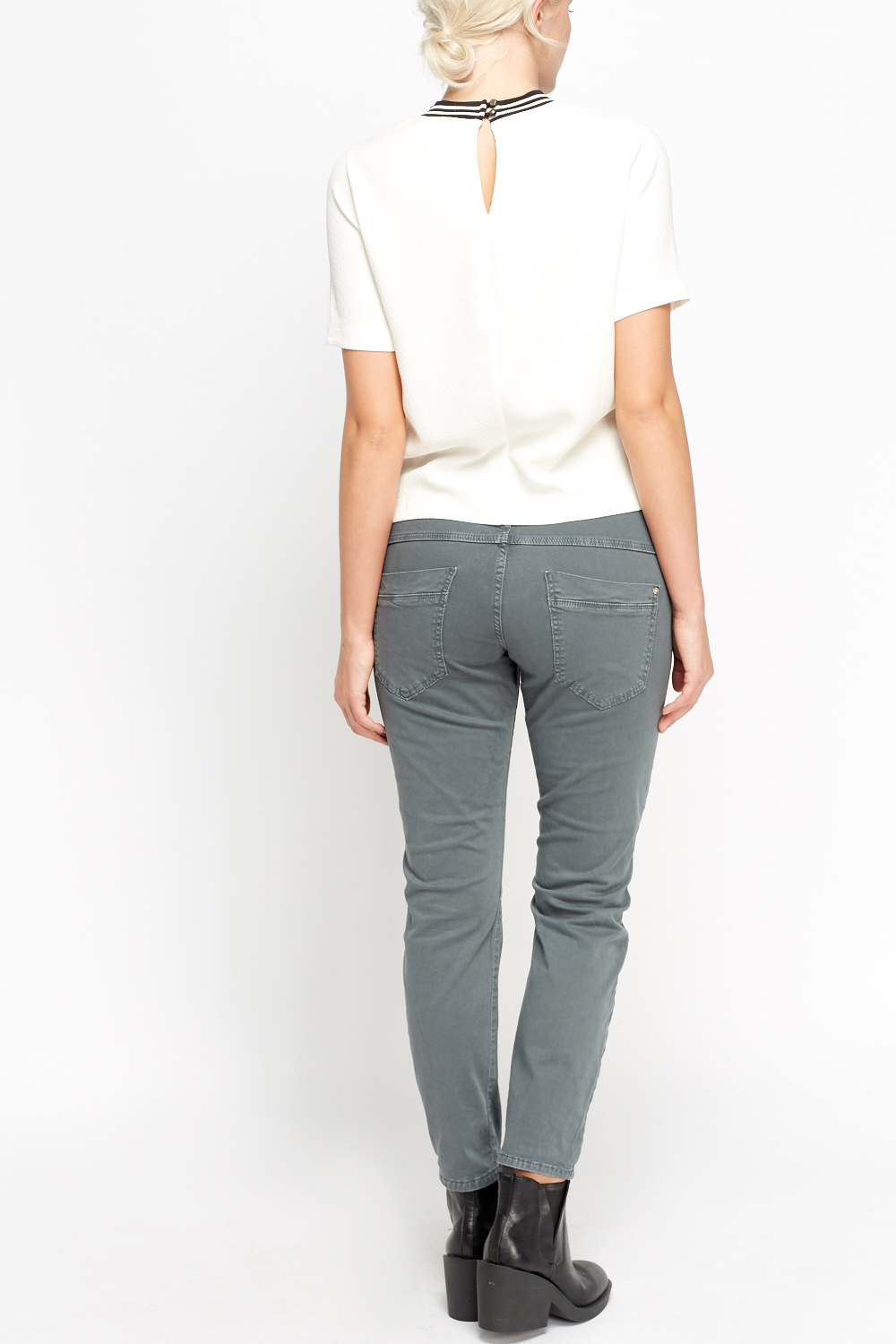 grey straight leg pants