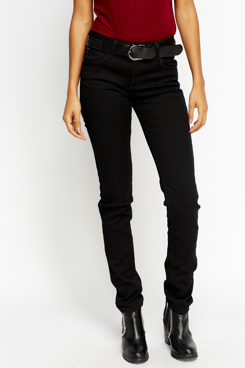 Black High Waisted Belted Jeans - Just $7