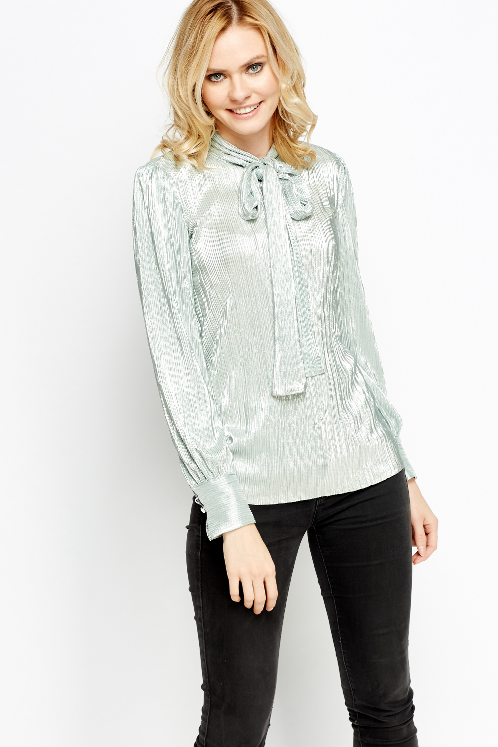 metallic high neck blouse