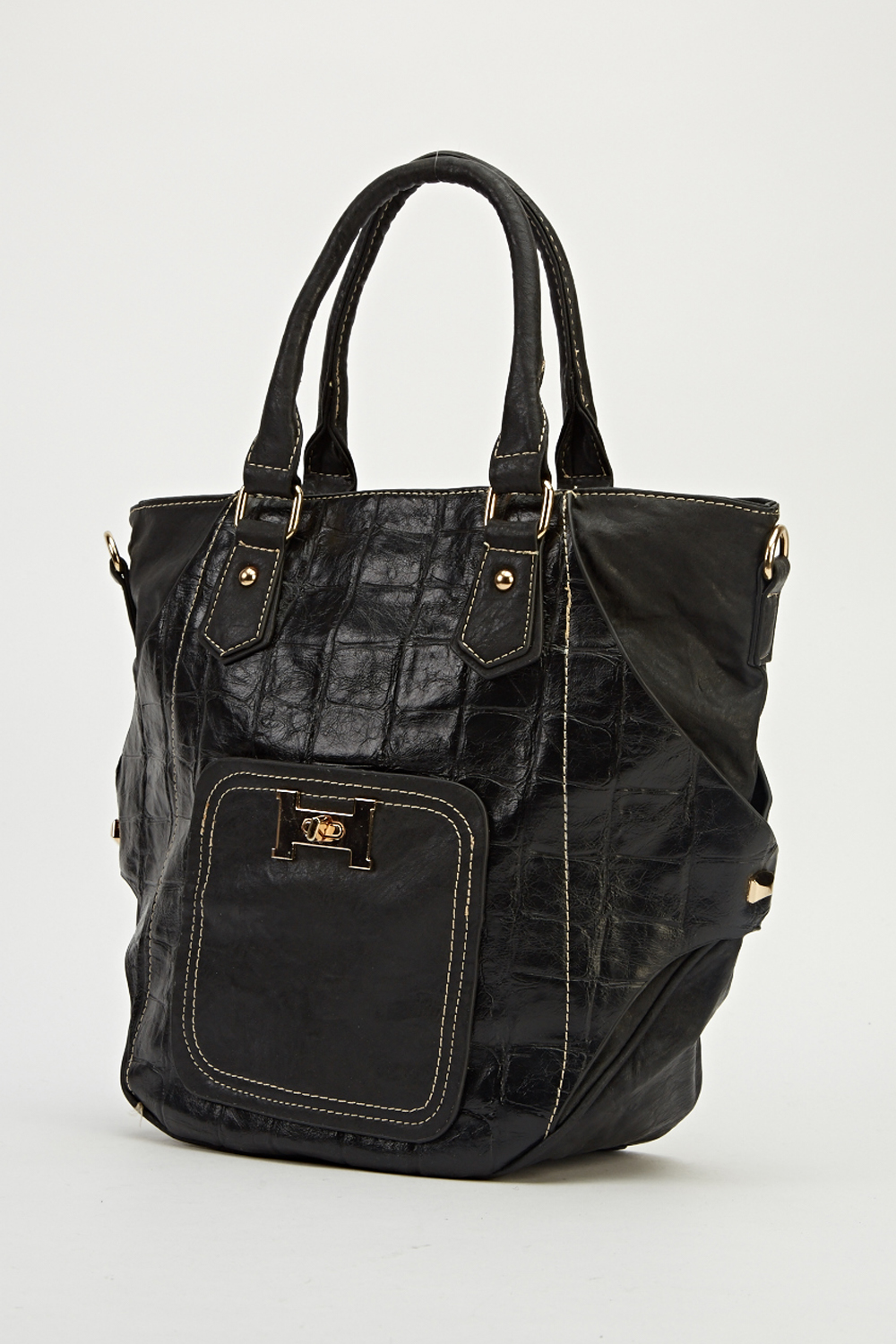 croc black shoulder bag