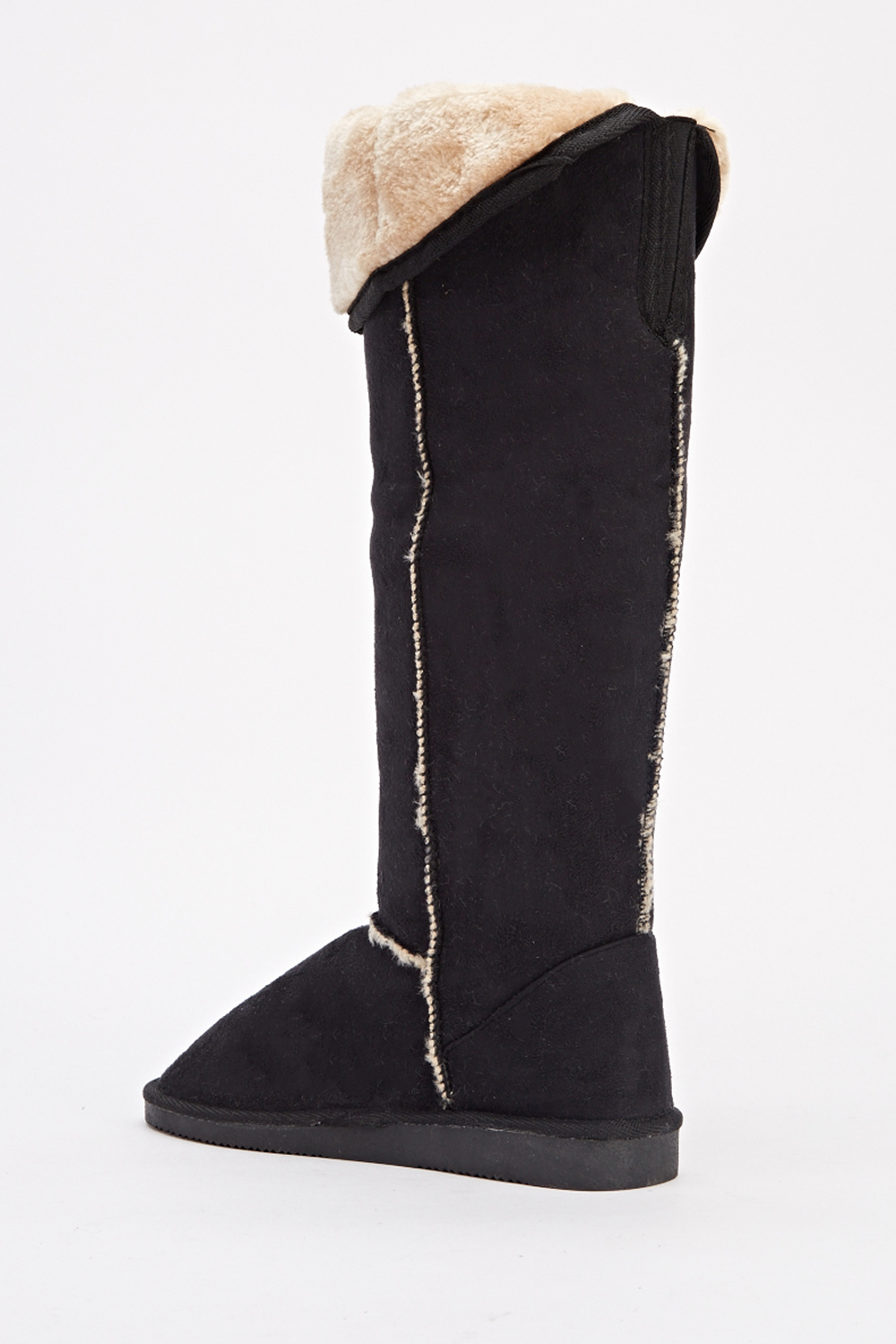 Faux Fur Trim Knee High Boots - Just $6