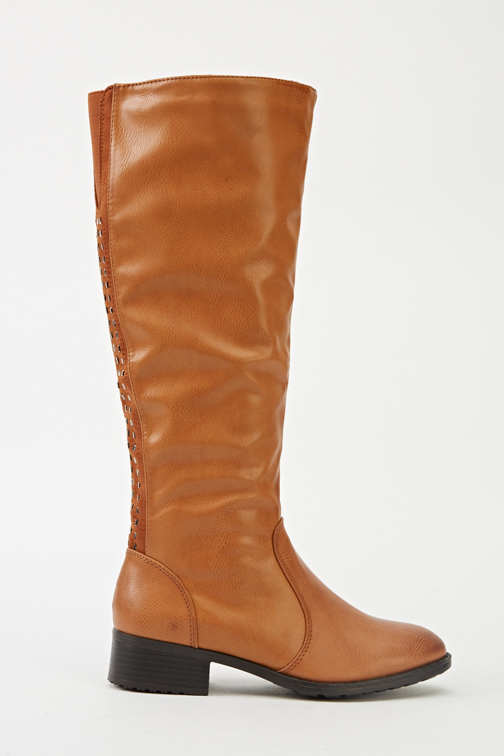 Camel Knee High Faux Leather Boots - Just $7