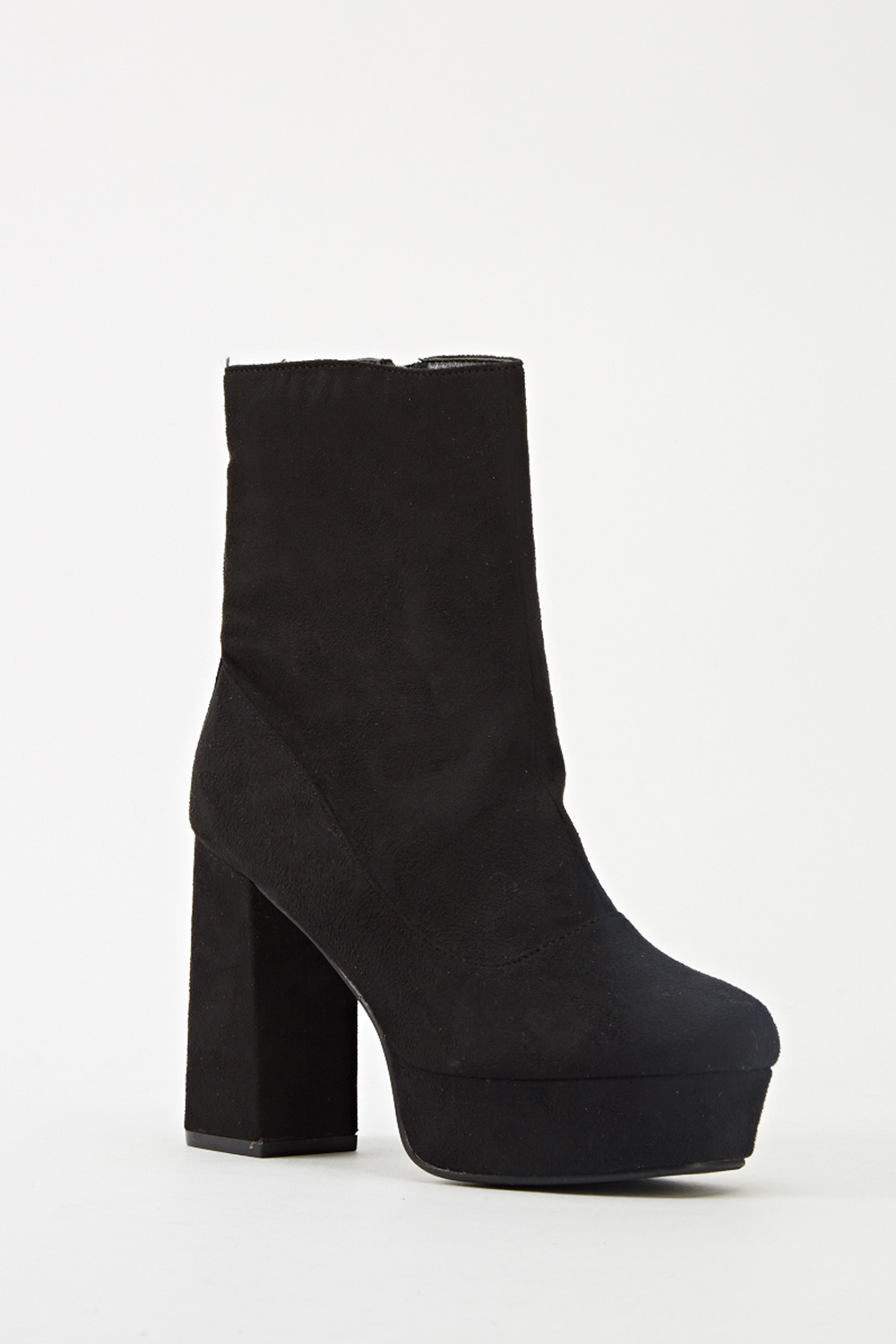 black chunky block heels