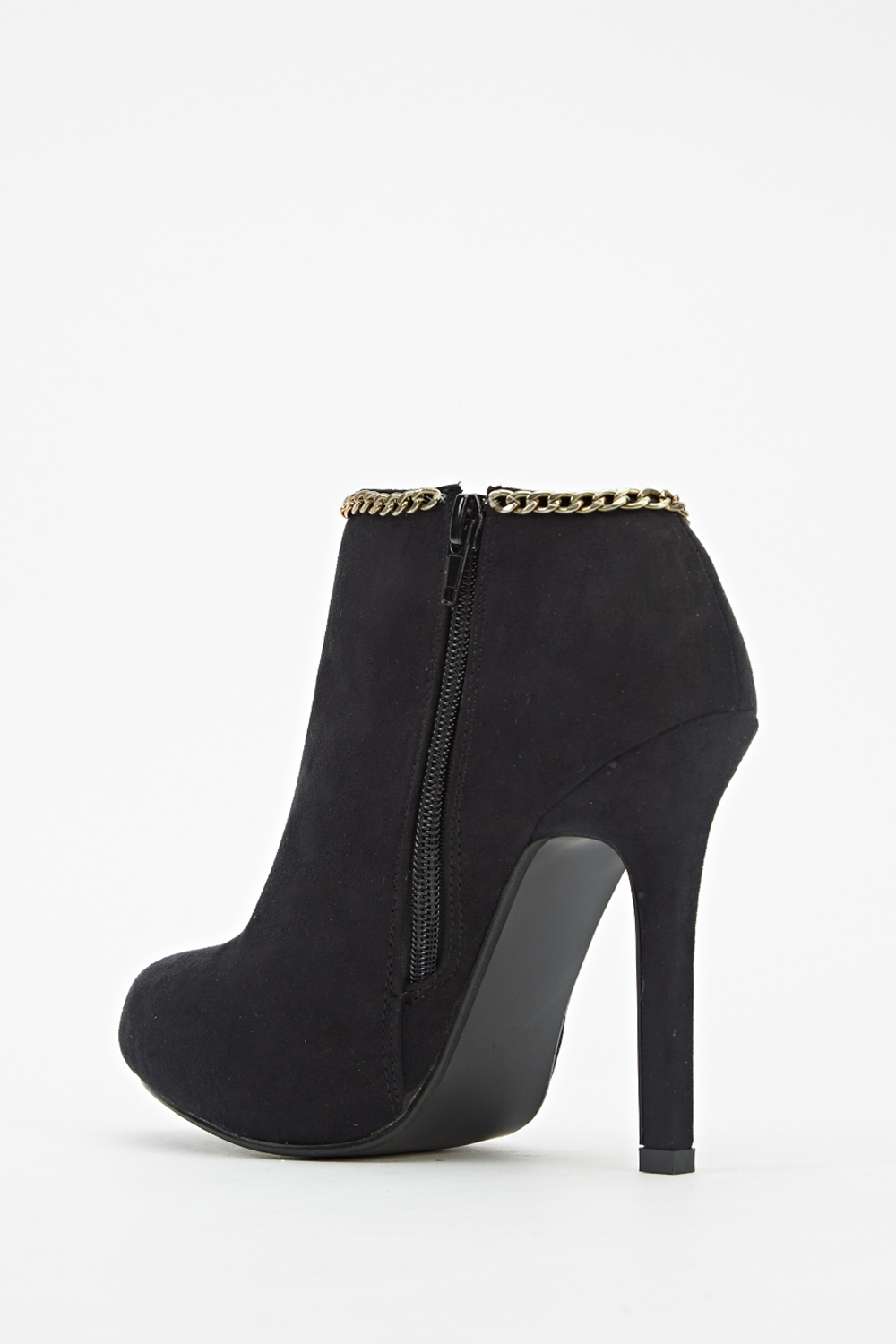 Suedette Chained Heeled Boots - Just $7