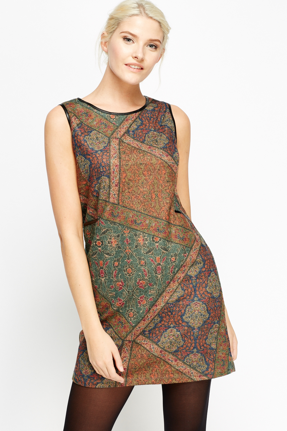 Geo Printed Mini Sleeveless Dress - Just $7