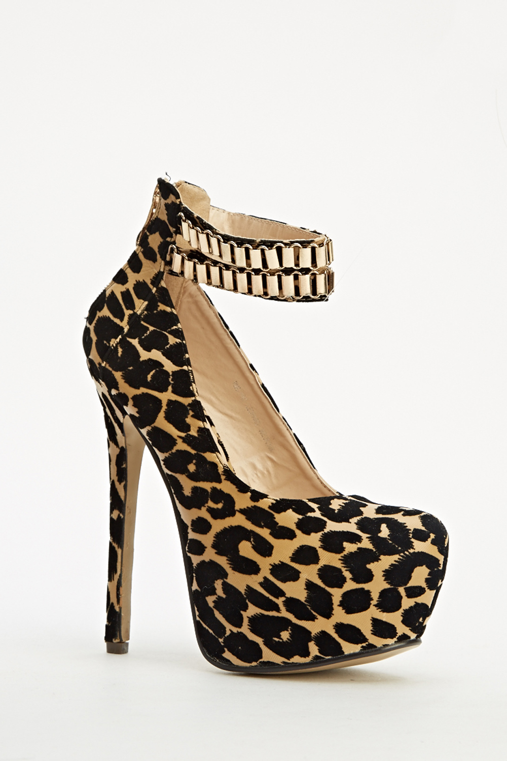 Textured Chained Leopard Print Heels Just 7   Textured Chained Leopard Print Heels Leopard 47161 3 