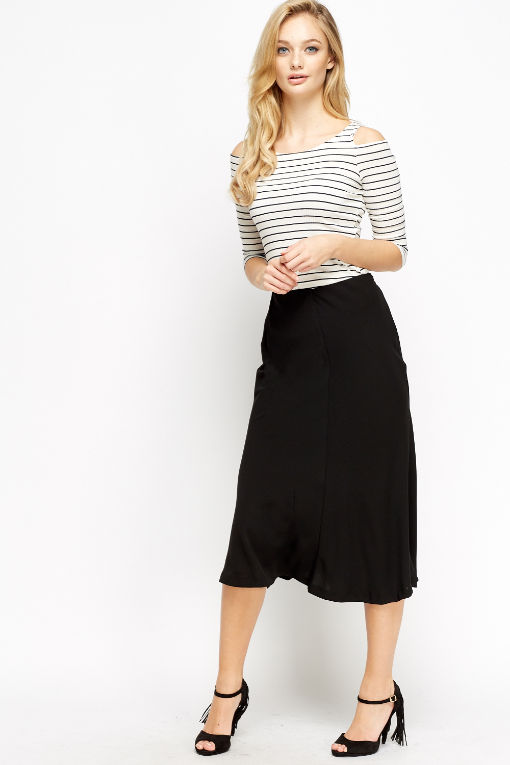 Black Formal Midi Skirt Just 7