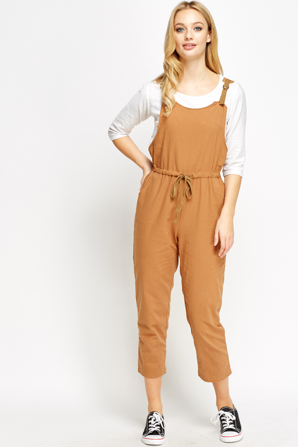Casual Cropped Dungaree Jumpsuit - Just $6