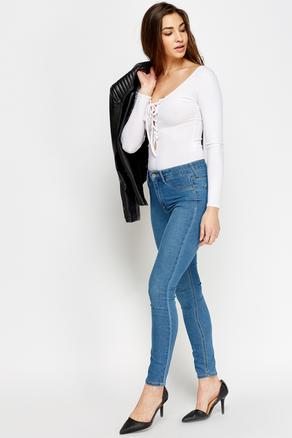 High Waisted Skinny Denim Jeans - Just £5