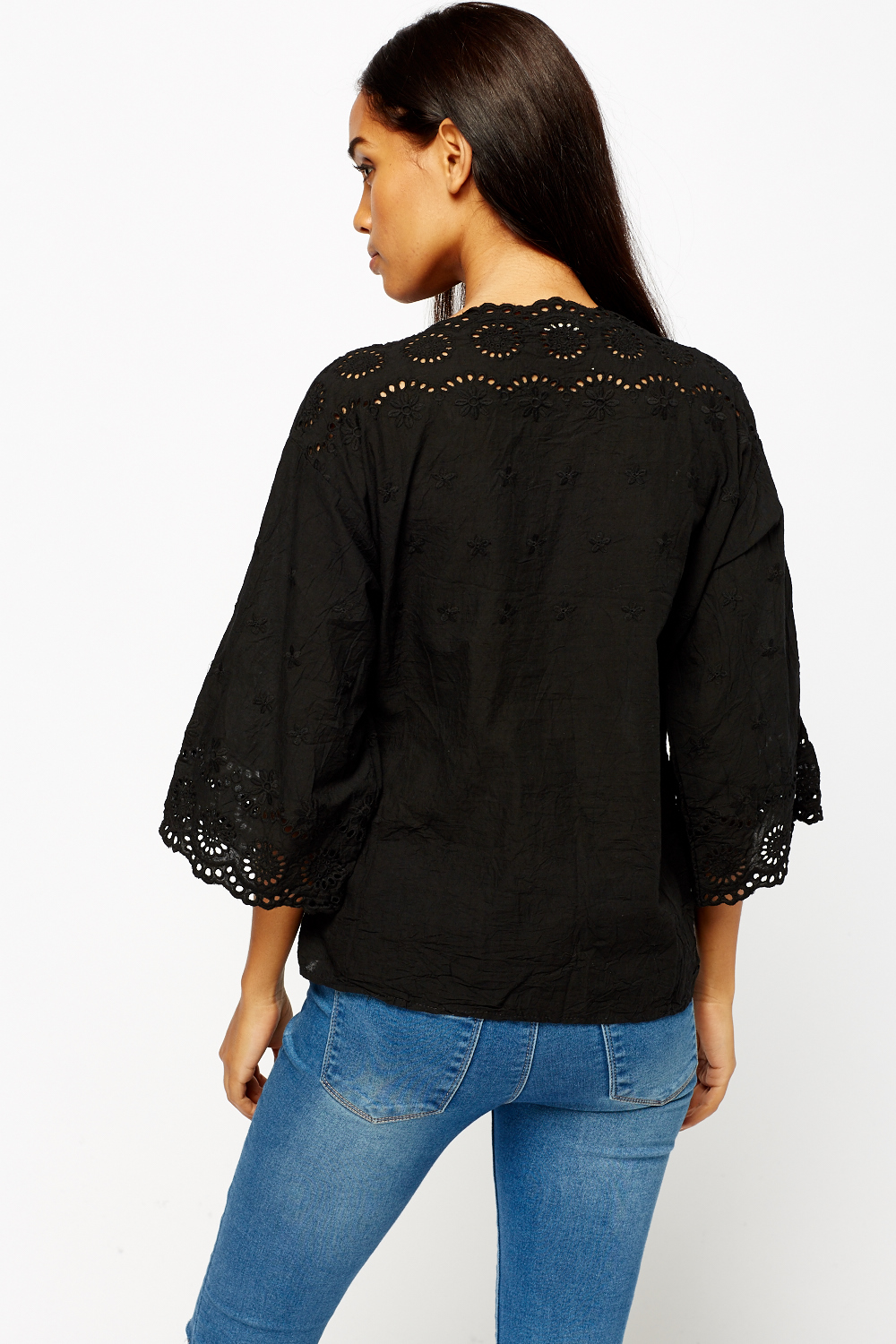 Embroidered Black Top - Just $7