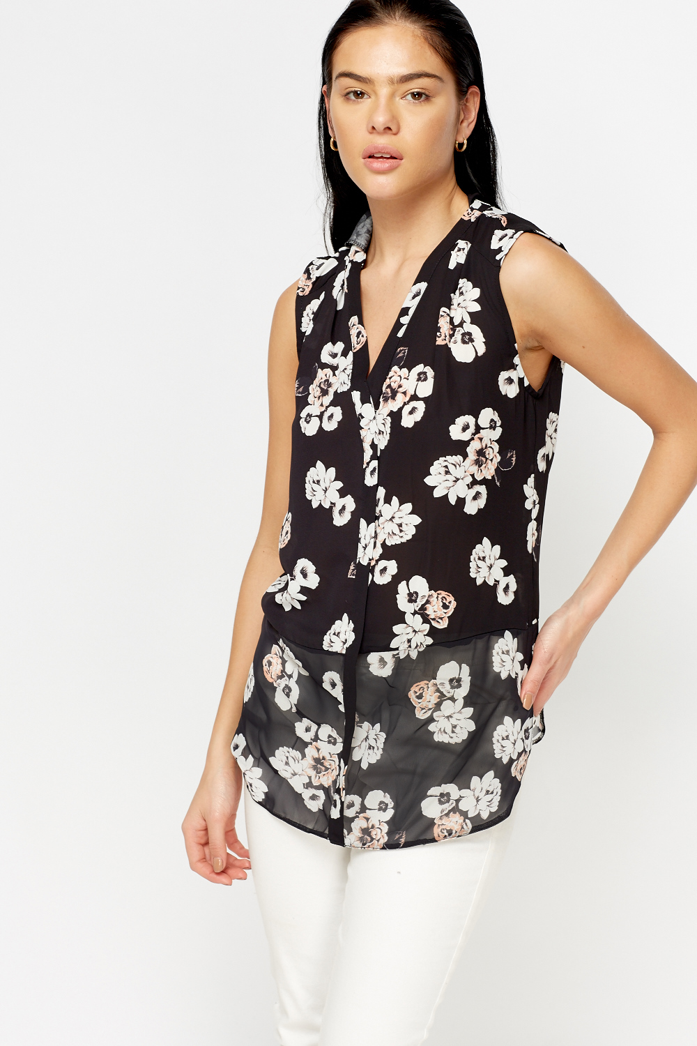 Sheer Floral Blouse Top - Just $7