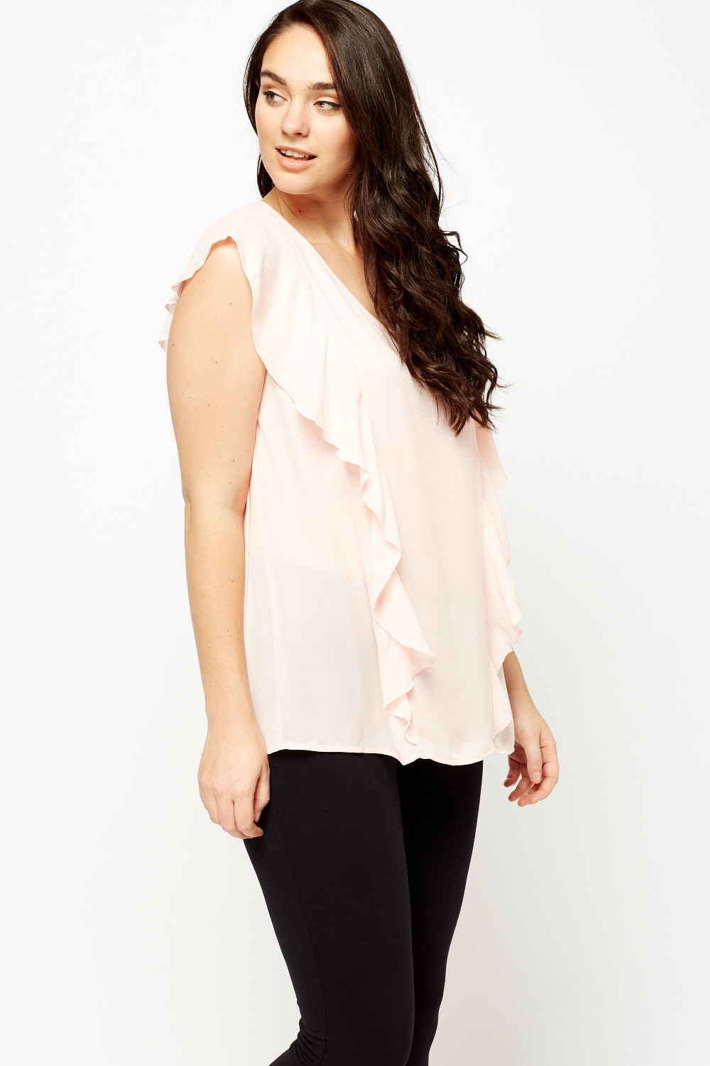 Light Peach Frilled Panel Top - Just $7
