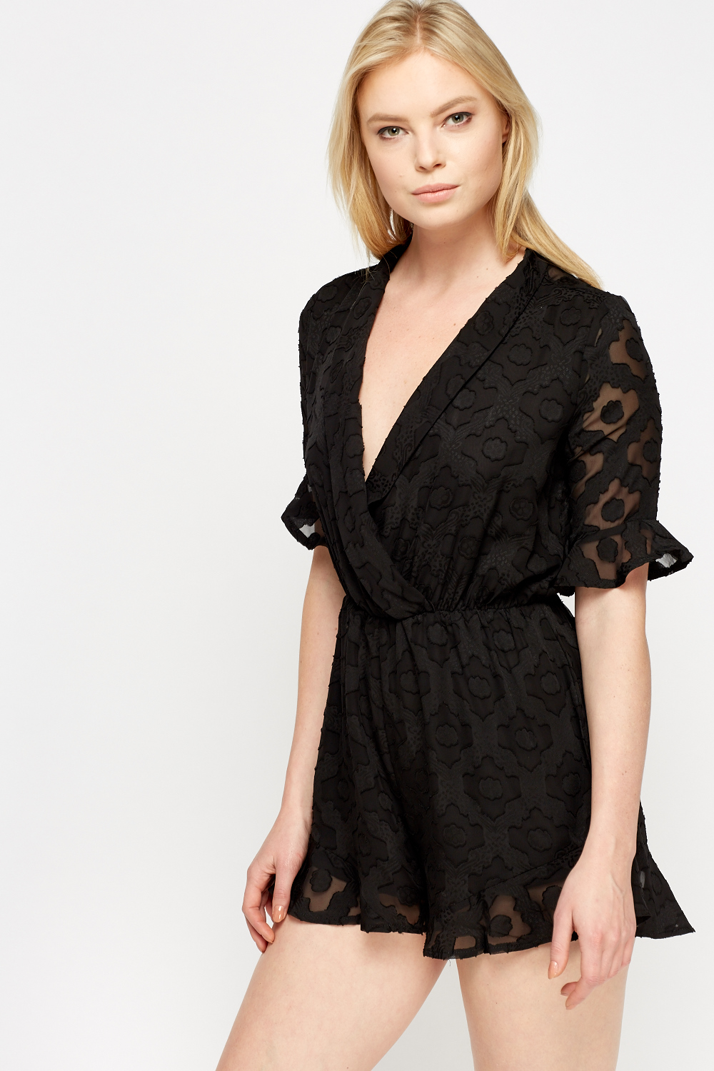Textured Wrap Playsuit - Just $7