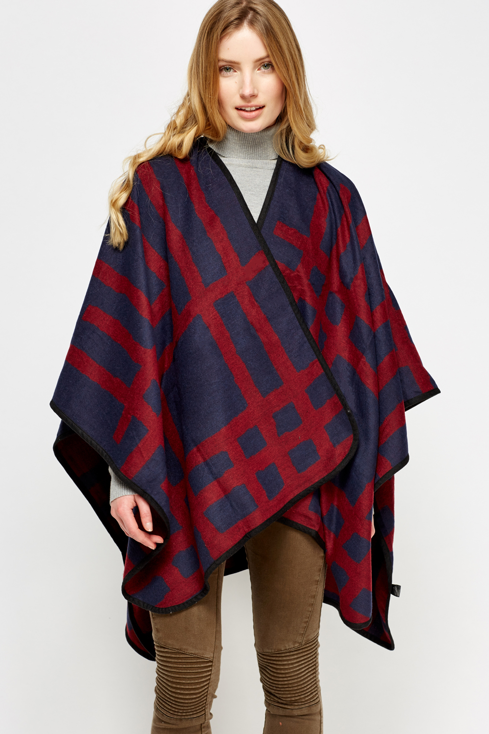 Printed Fleece Wrap Poncho - 5 Colours - Just £5
