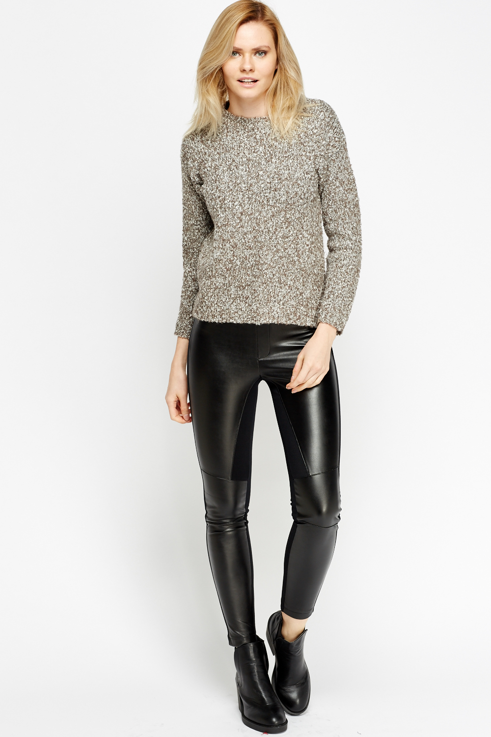 Faux Leather Front Leggings - Just $7