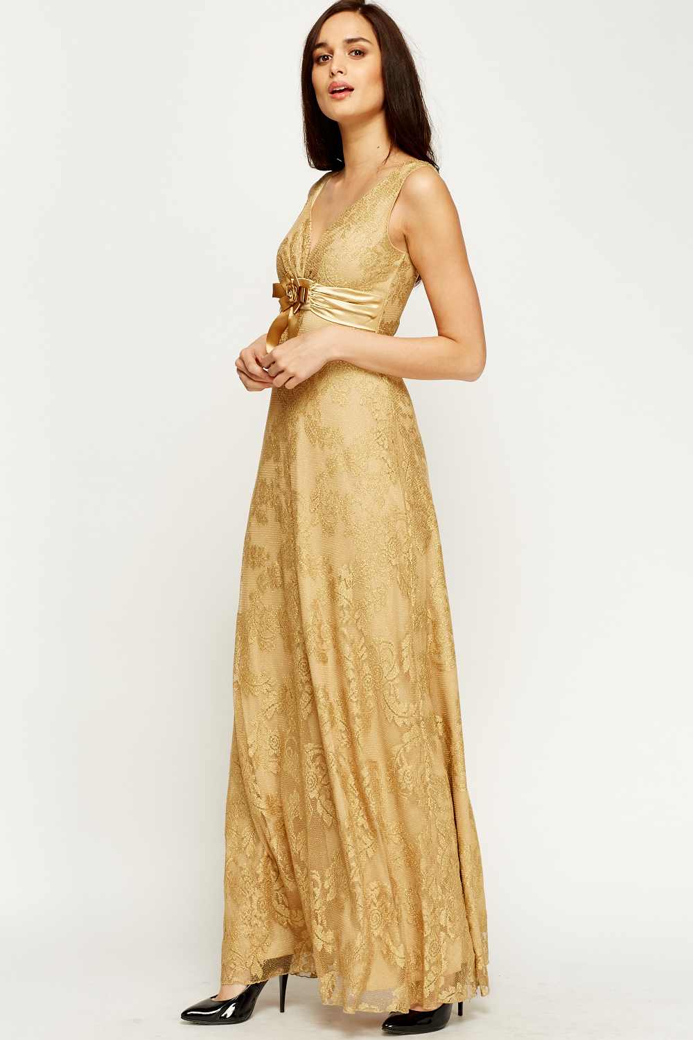 Metallic Gold Maxi Dress - Just $7