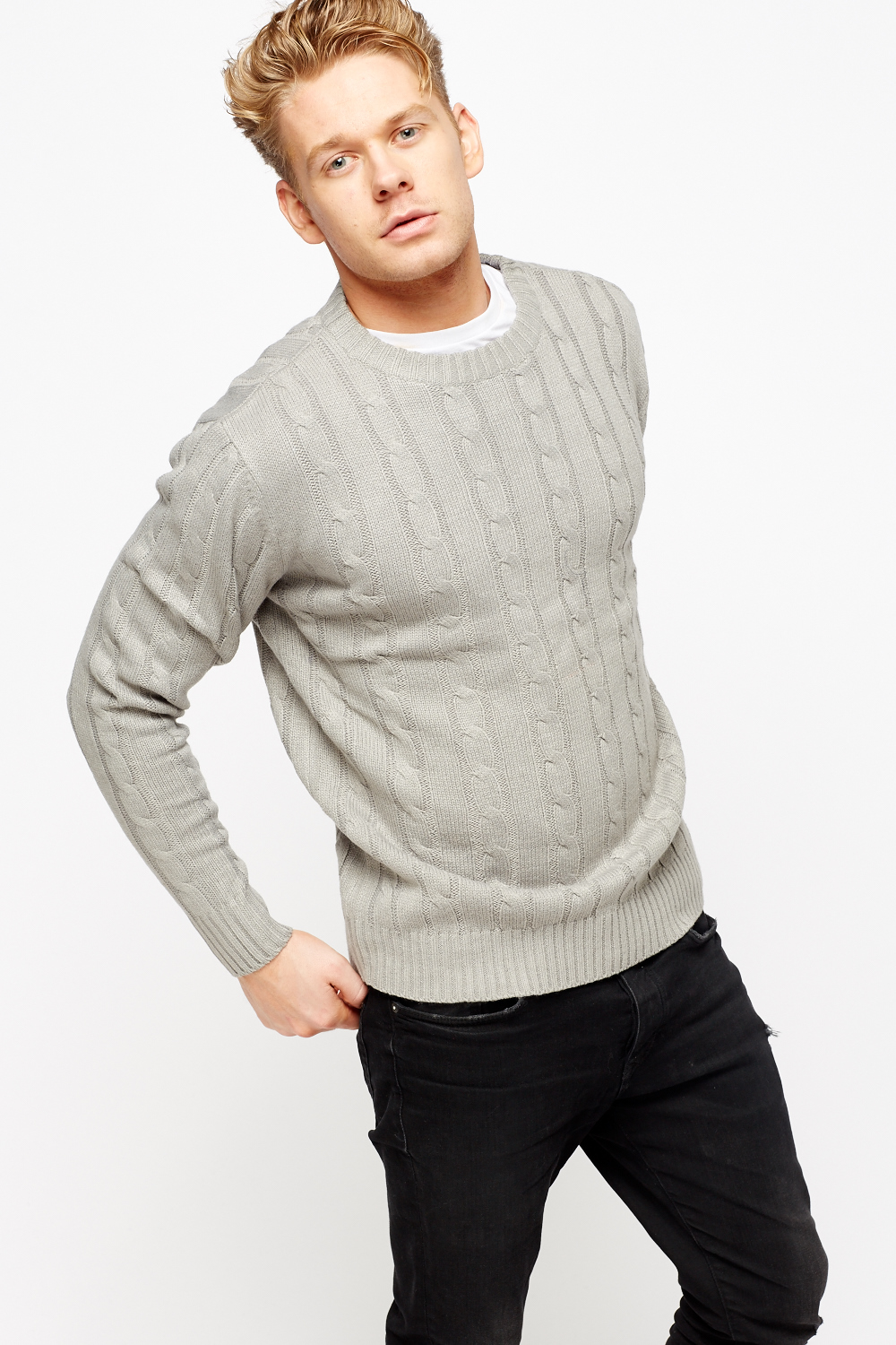 Cable Knit Ribbed Mens Jumper - Just £5
