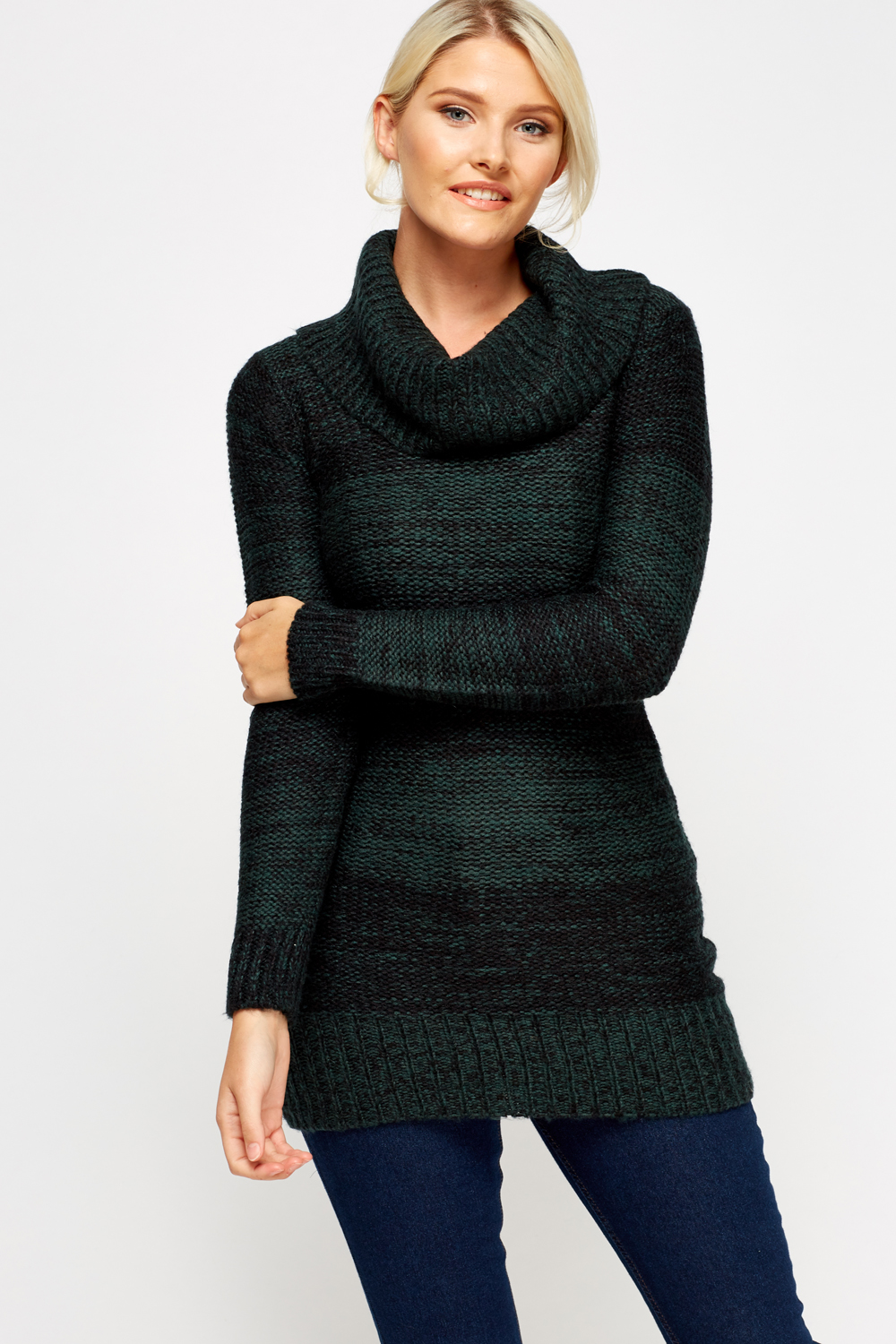 Cowl Neck Knitted Long Jumper Just 7