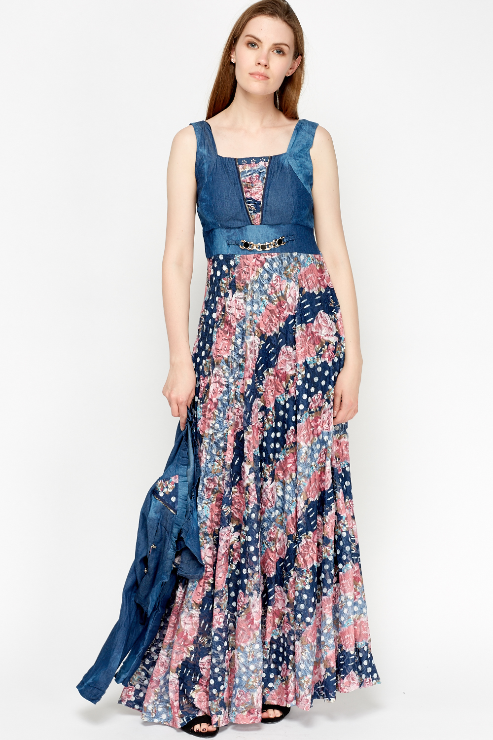 Floral Denim Dress Online Sales, UP TO ...