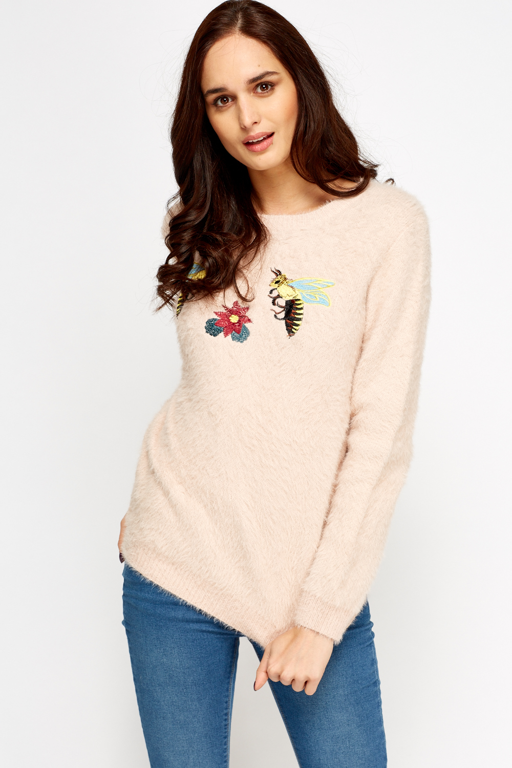Embroidered Bumble Bee Eyelash Jumper - Just $7