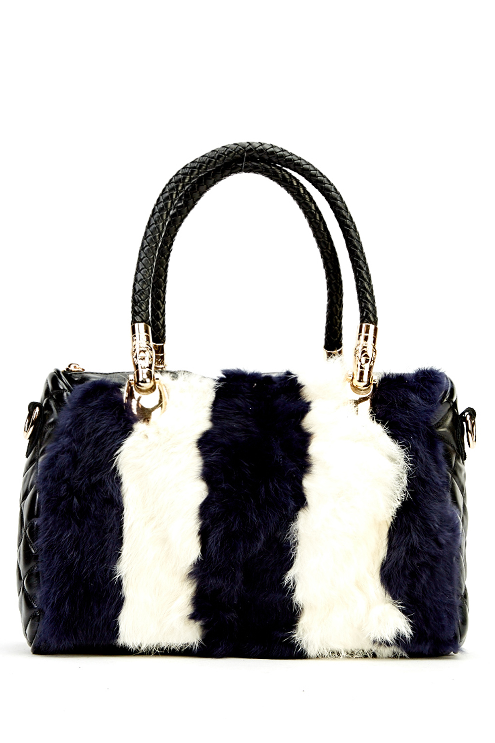 Striped Fluffy Faux Fur Handbag - Just $7