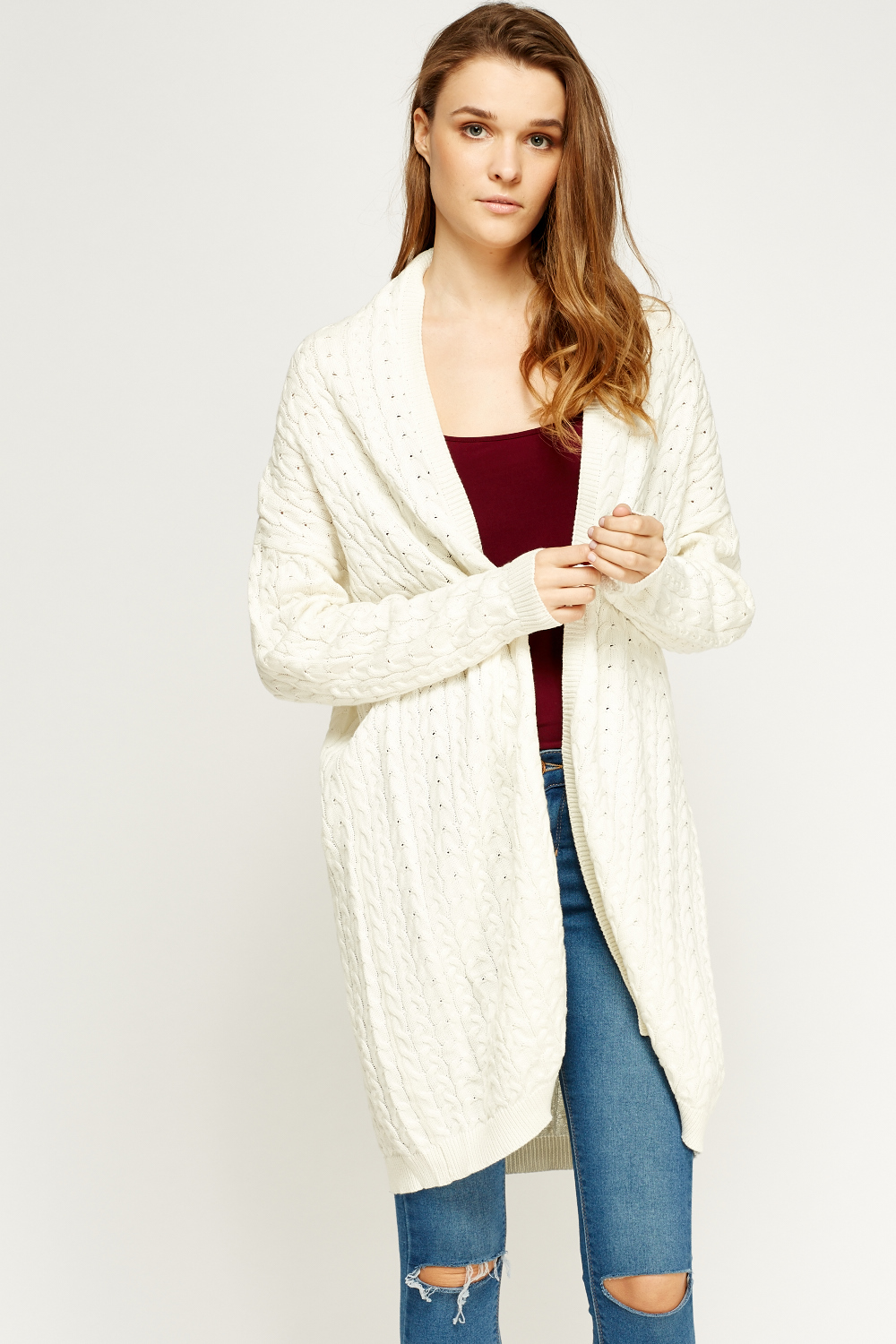 Cable Knit Long Line Cardigan Just 7