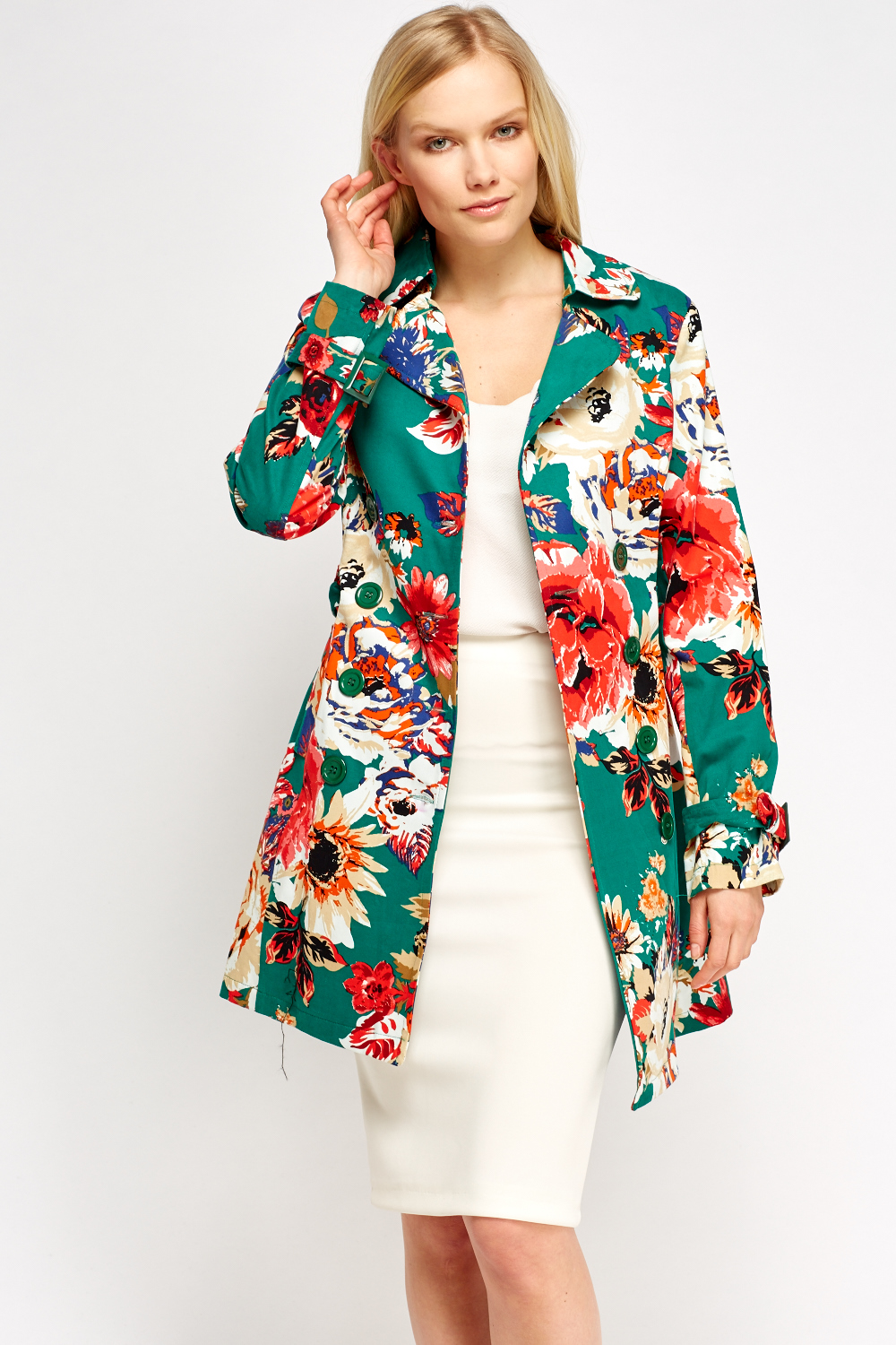 floral trench coats