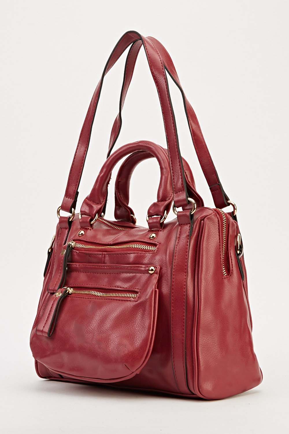 Multi Zip Faux Leather Wine Bag - Just $7