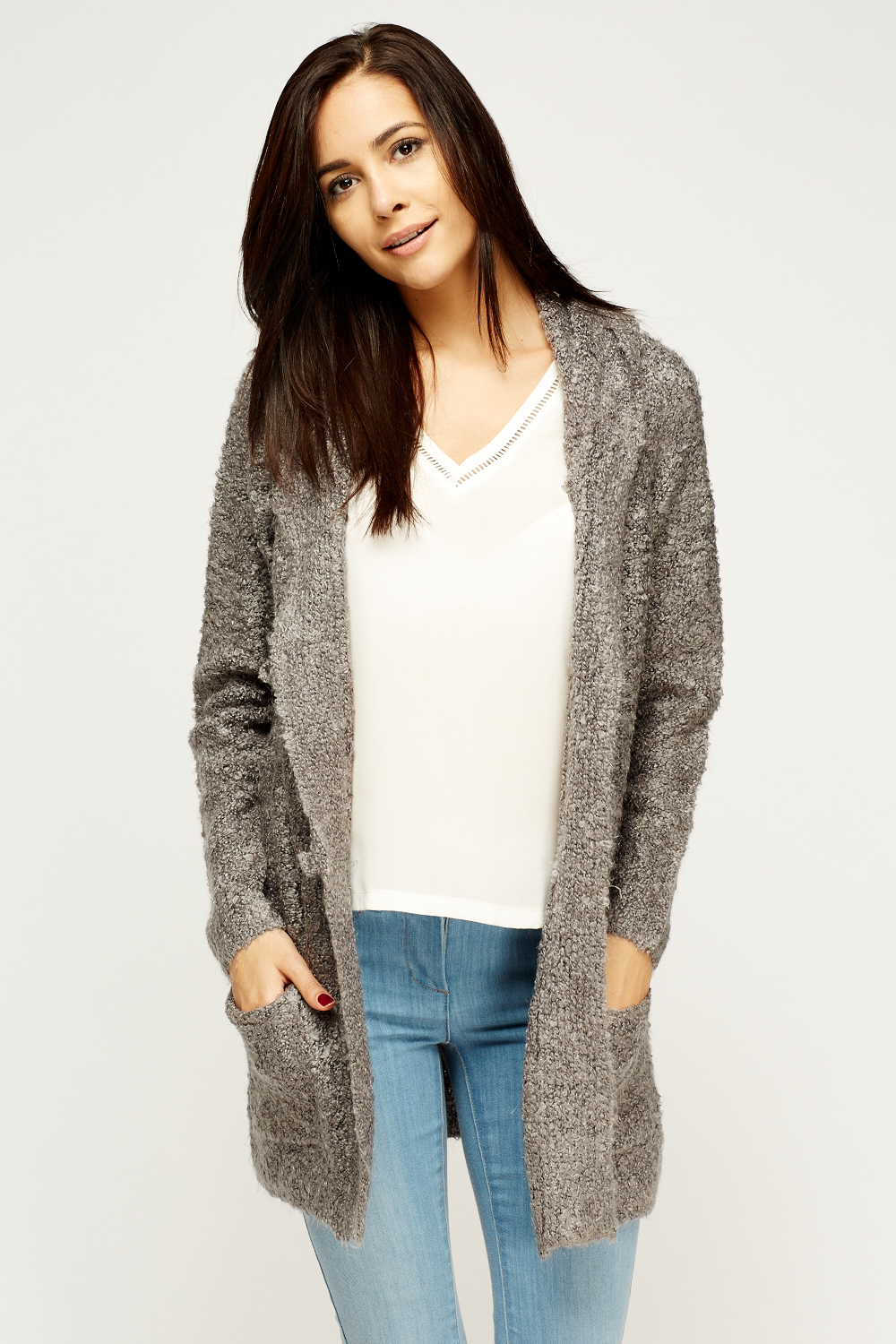 Bubble Knit Hooded Cardigan - Just $7