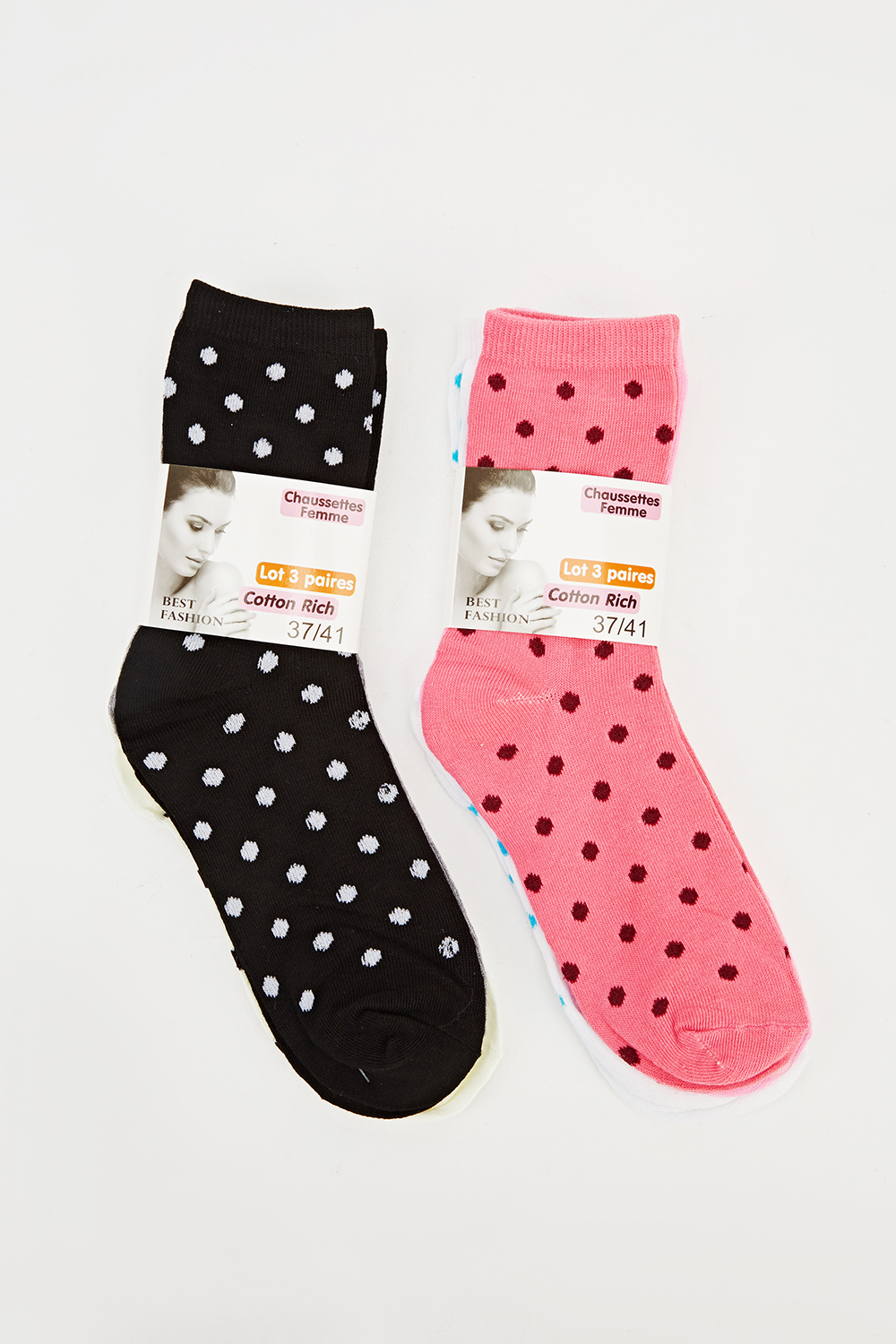 Pack Of 6 Polka Dot Socks Ju