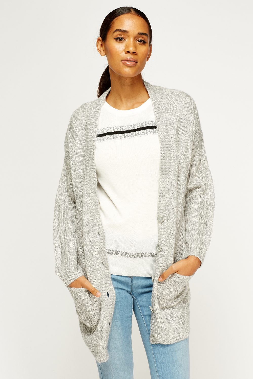 Light Grey Knitted Cardigan - Just £5