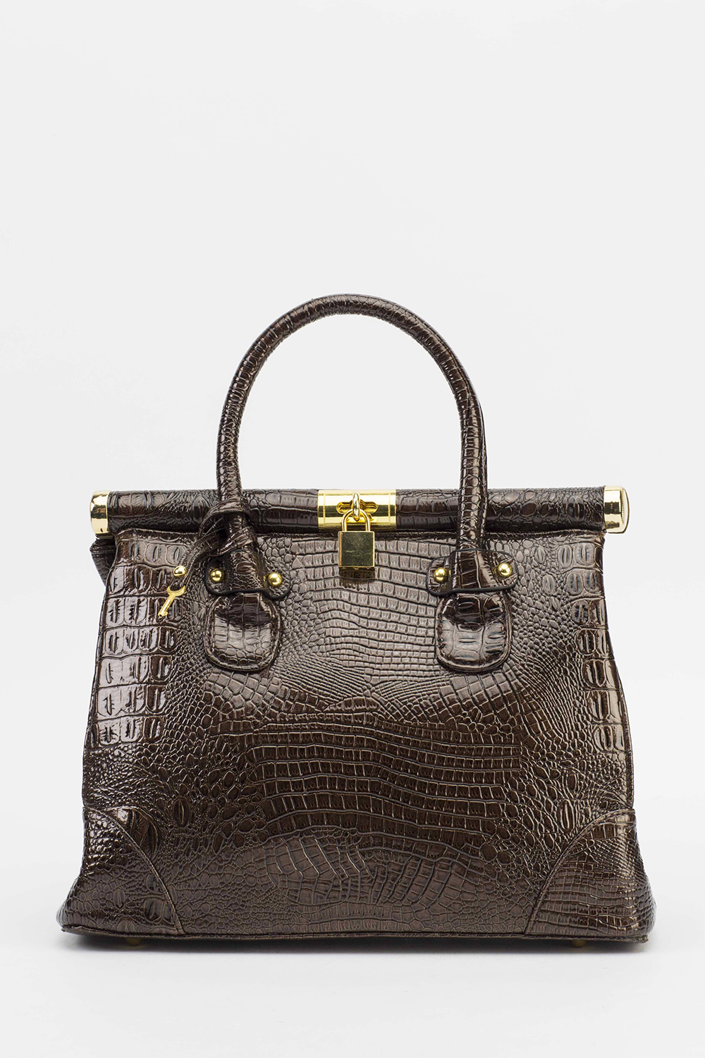 Golden Padlock Mock Croc Handbag - Just £5